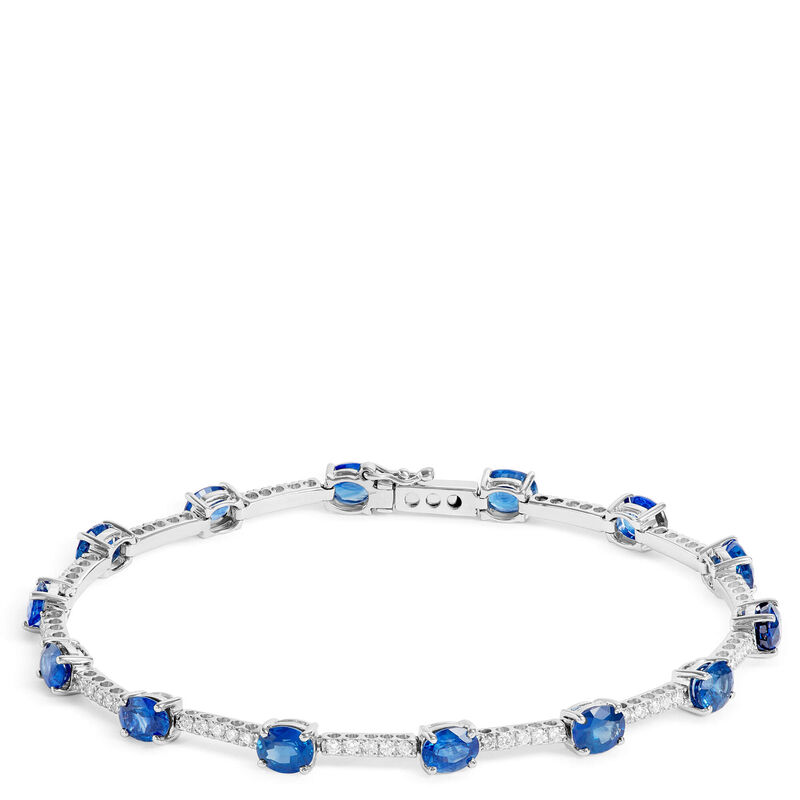 Oval Sapphire and Diamond Bracelet, 14K White Gold image number 0