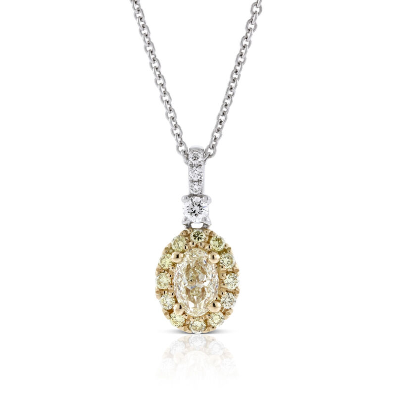 Yellow & White Diamond Necklace 14K image number 1