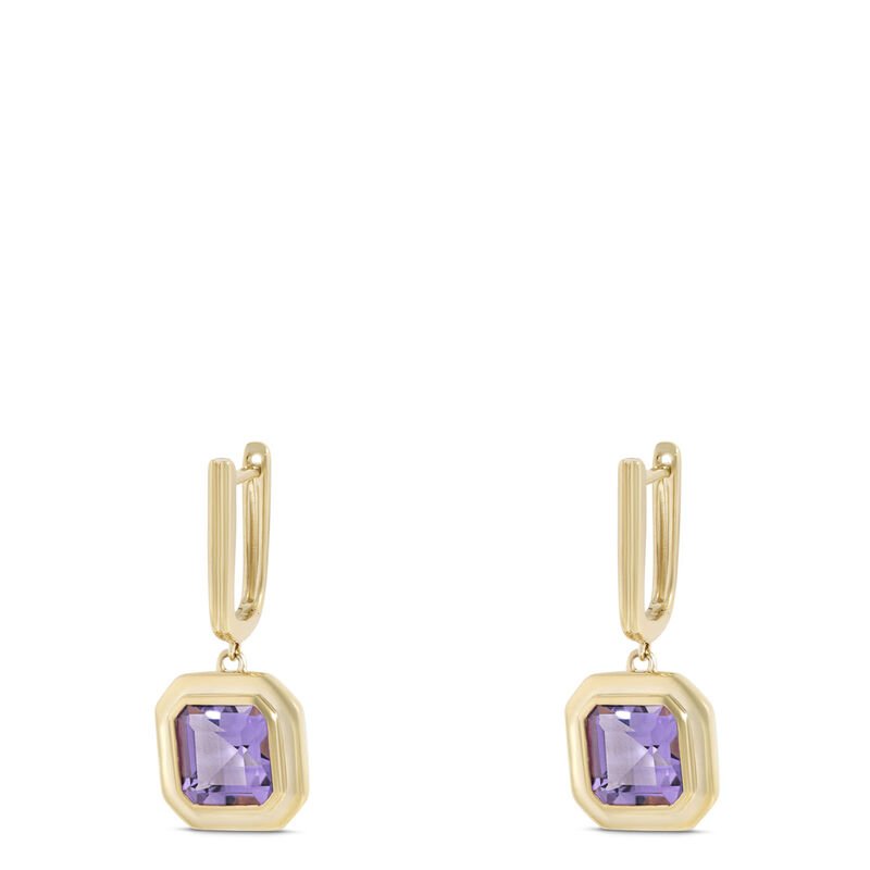 Square Amethyst Earrings, 14K Yellow Gold image number 0