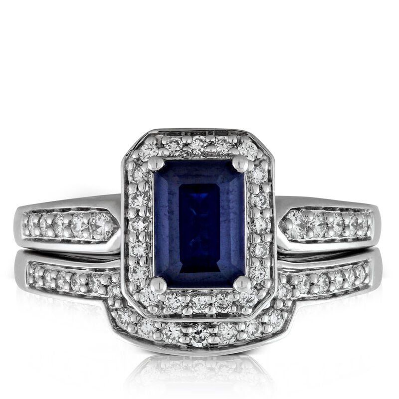 Sapphire & Diamond Bridal Set 14K image number 1