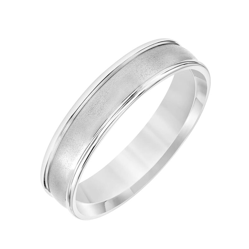 Gents Low Dome Round Edge Carved Wedding Band, 5MM image number 0