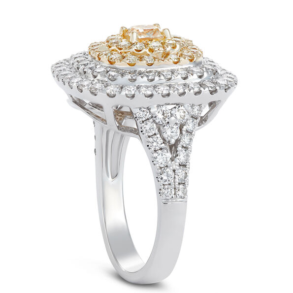 Two Tone Cluster Diamond Ring, 14K Gold
