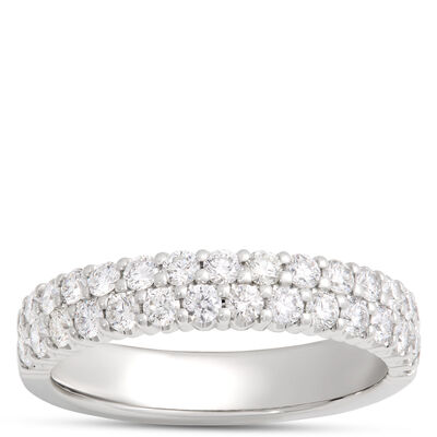 Platinum Two Row Diamond Band Size 6.5