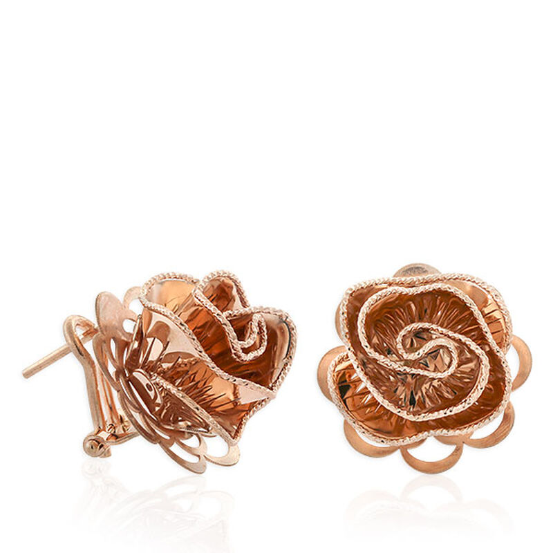 Rose Gold Toscano Floral Ruffle Earrings 18K image number 2