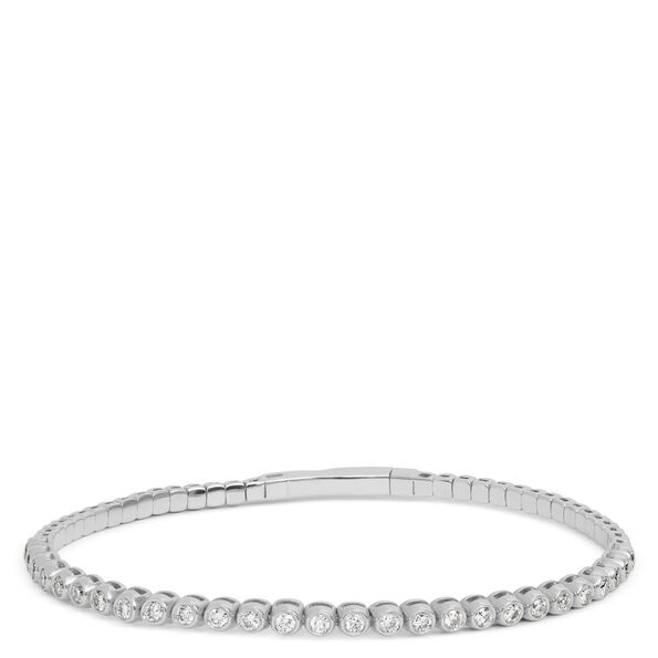 Diamond Bezel Bangle Bracelet, 14K White Gold