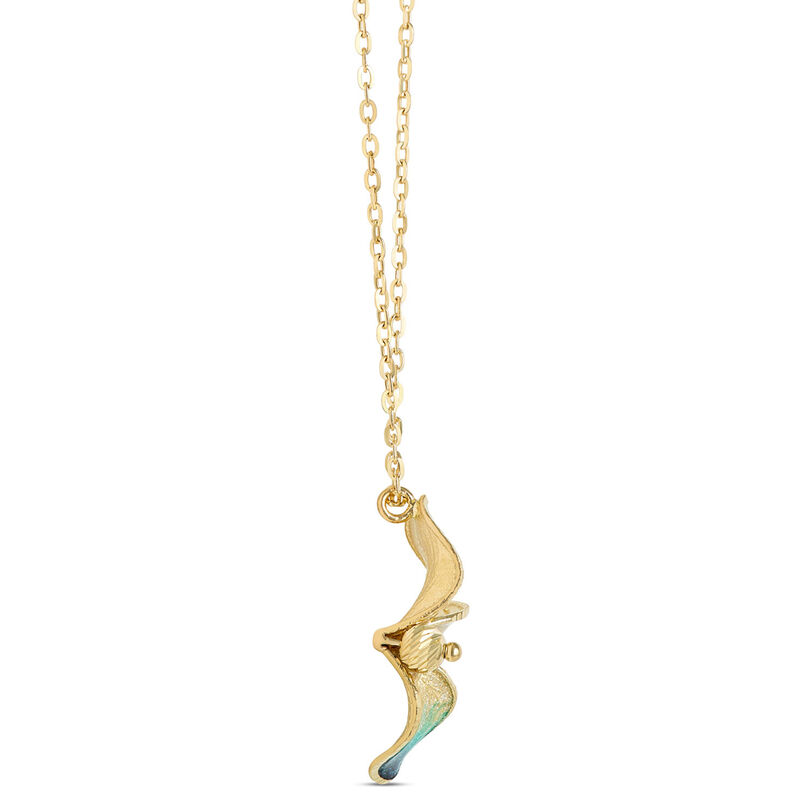 Toscano Three-Petal Floral Enamel Necklace, 14K Yellow Gold image number 1