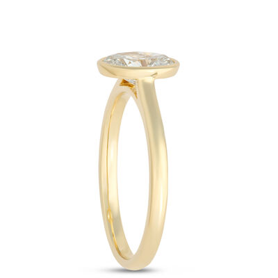 Oval Diamond Engagement Ring, 1 Carat Total Weight 14K Yellow Gold