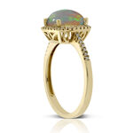Cushion Shaped Opal & Diamond Ring 14K