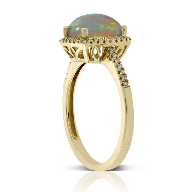 Cushion Shaped Opal & Diamond Ring 14K image number 2