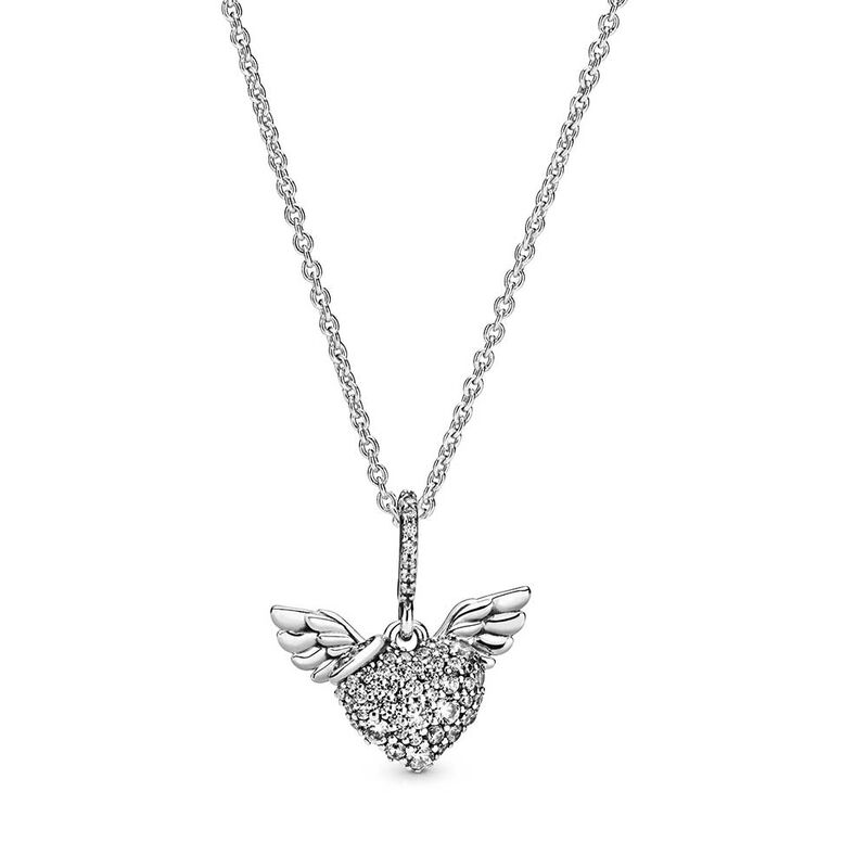 Pandora Pavé Heart & Angel Wings CZ Necklace image number 0