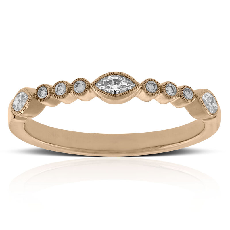 Rose Gold Marquise & Round Cut Diamond Band 14K image number 0