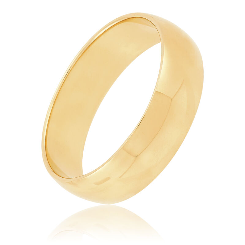 Yellow Gold Polished Rounded 6mm Band 18K image number 0