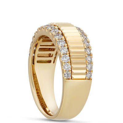 Classic Three-Row Round Diamond Ring, &frac34; Carat Total Weight, 14K Yellow Gold