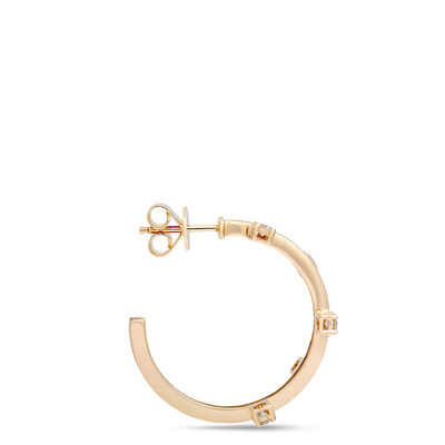 Scattered Diamond Hoops, &frac12; Carat Total Weight, 14K Yellow Gold