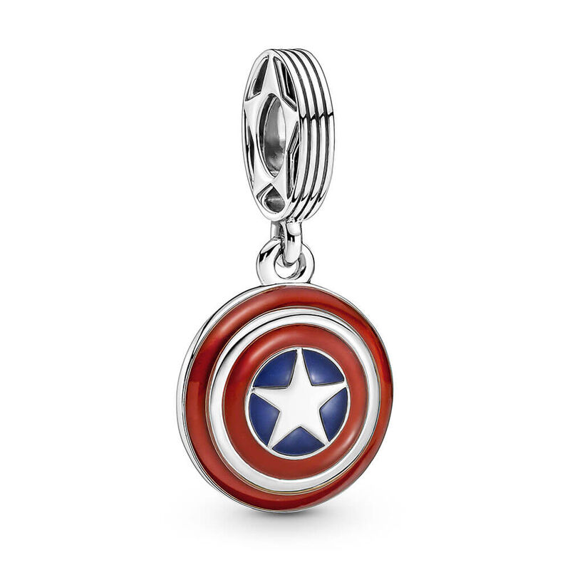 Pandora Marvel The Avengers Captain America Shield Enamel Dangle Charm image number 0