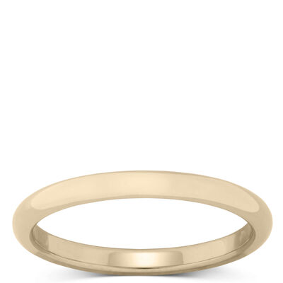 Yellow Gold Polished Rounded Comfort Fit 2mm Band 14K