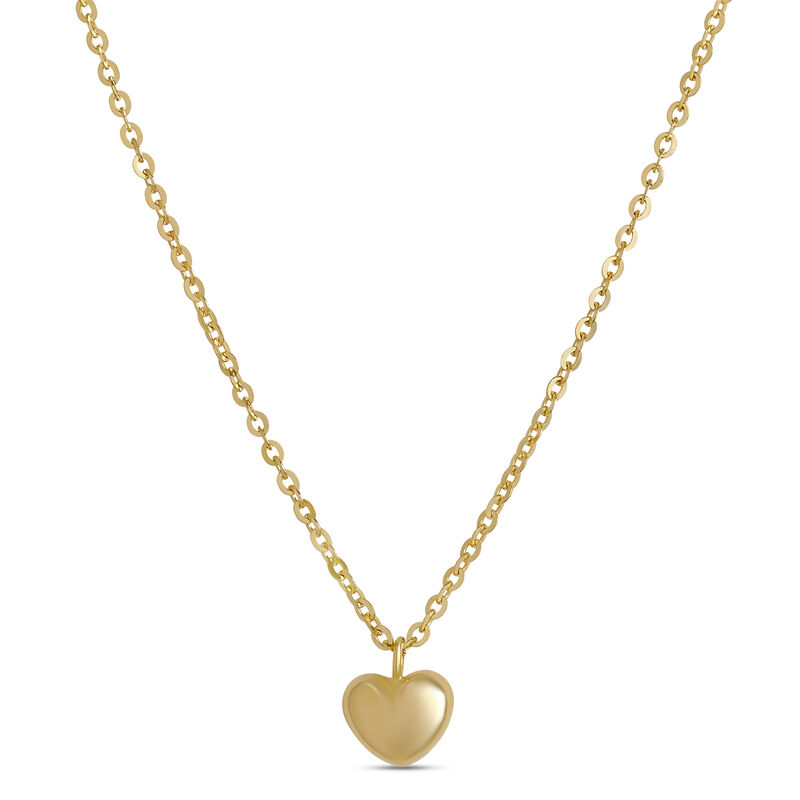 Mini Puff Heart Necklace, 14K Yellow Gold image number 0