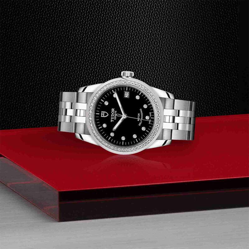 TUDOR Glamour Date Watch Black Dial Steel Bracelet, 36mm image number 2