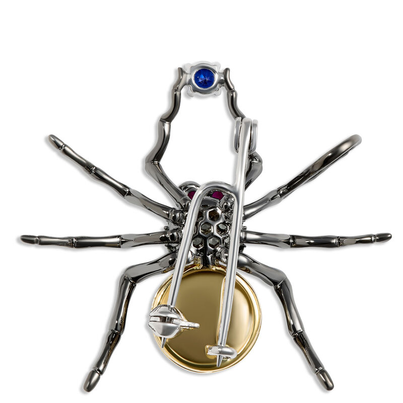 Spider Brooch with Rubies and Sapphires, 18K Rose Gold image number 1