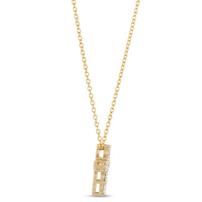Classic Diamond Small Cross Necklace, &frac12; Carat Total Weight, 14K Yellow Gold
