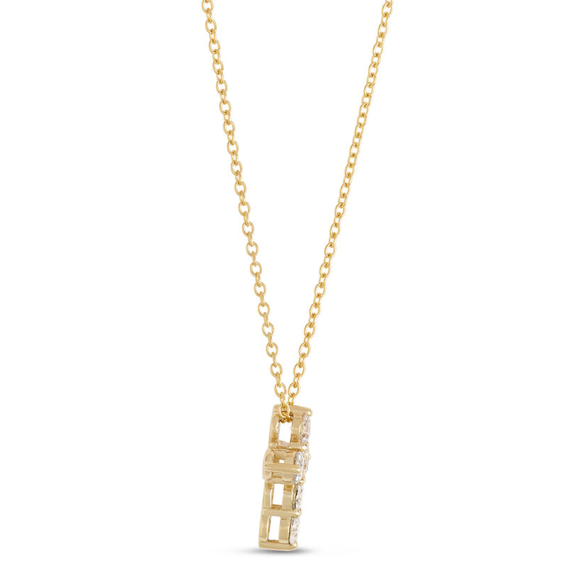 Classic Diamond Small Cross Necklace, &frac12; Carat Total Weight, 14K Yellow Gold image number 1