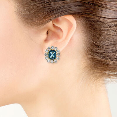 London Blue Topaz & Sapphire Earrings 14K