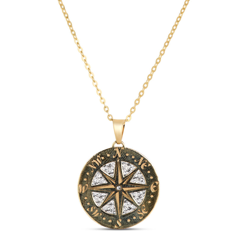 Toscano Laser Cut Compass Pendant, 14K Yellow Gold image number 0