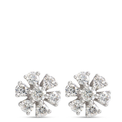 Flower-Shaped Diamond Studs, 14K White Gold