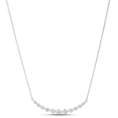 Round Diamond in Graduated Sizes Necklace, 14K White Gold