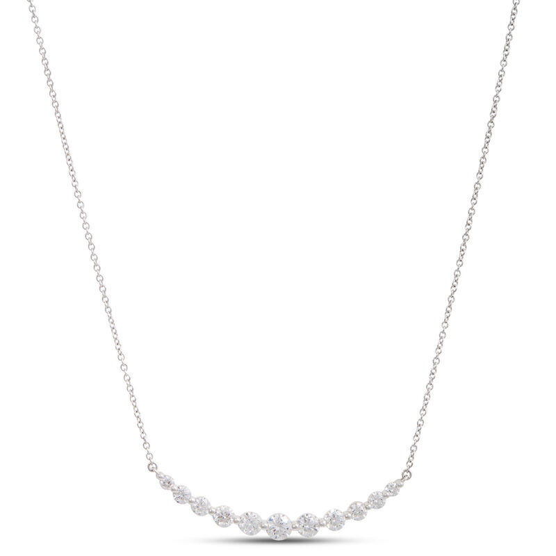 Round Diamond in Graduated Sizes Necklace, 18K White Gold image number 0