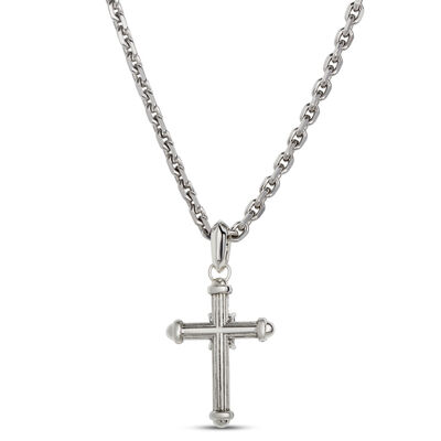 Black Onyx and White Sapphire Cross, Sterling Silver
