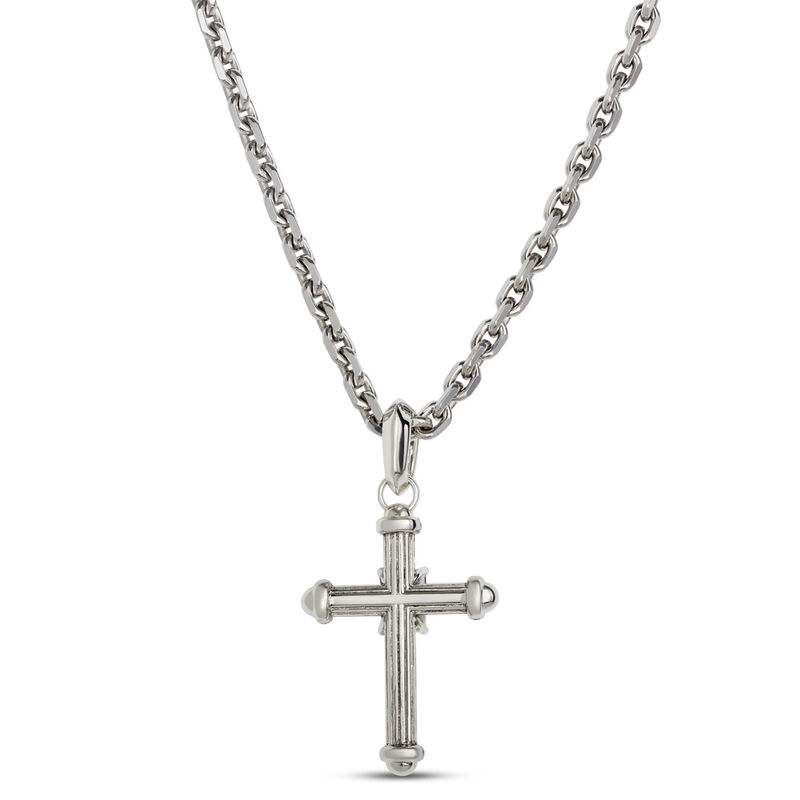 Black Onyx and White Sapphire Cross, Sterling Silver image number 1