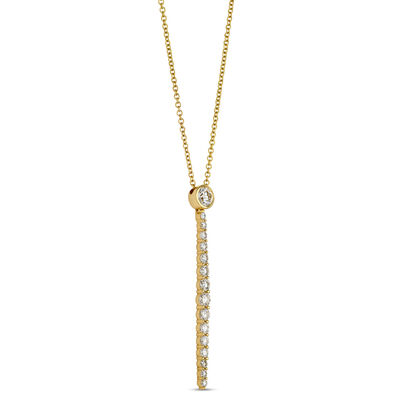 Classic Diamond Single Drop Bar Necklace, 1 Carat Total Weight, 18K Yellow Gold