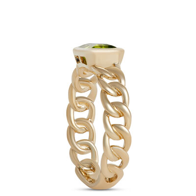 Linked Shank Peridot Ring, 14K Yellow Gold