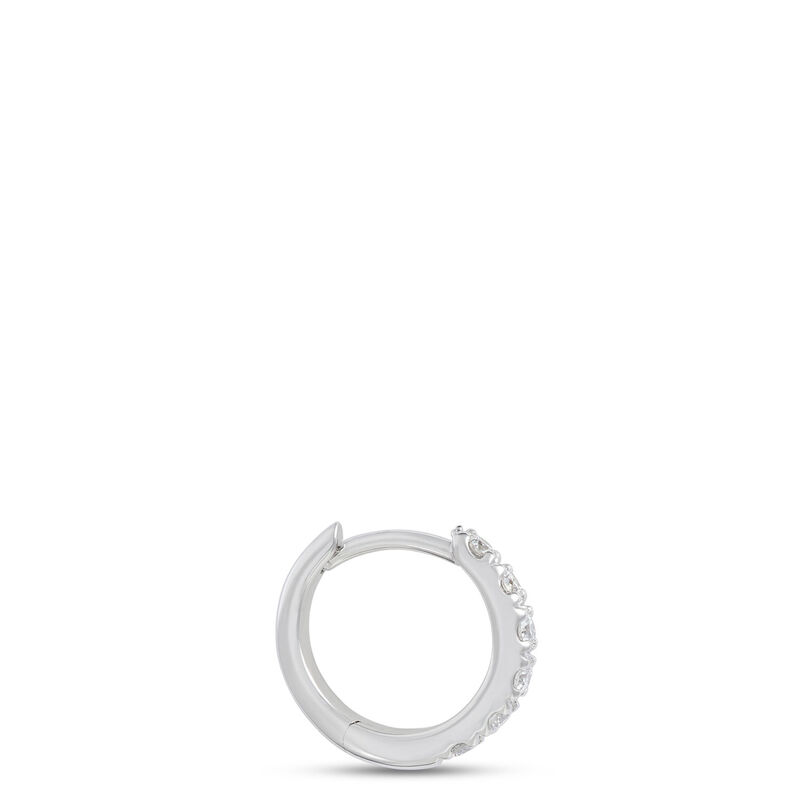 9MM Single Diamond Hoop Earring, 14K White Gold image number 1