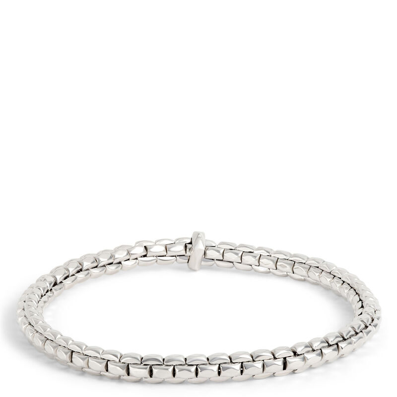 Toscano 8-Inch Stretchy Faceted Link Bracelet, 14K White Gold image number 0