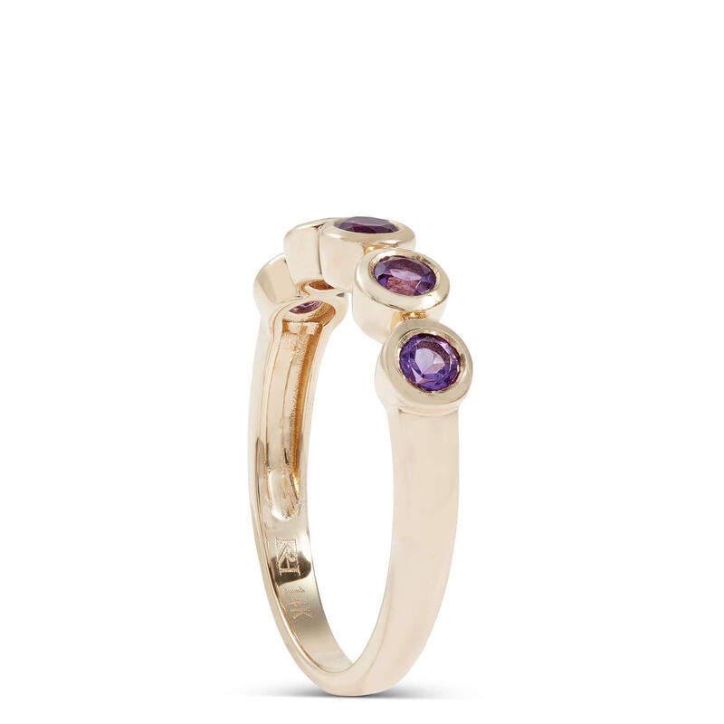 5 Round Cut Blue Amethyst Ring, 14K Yellow Gold image number 2