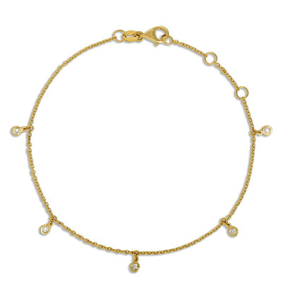 Classic Round Diamond Station Bracelet, 1/10 Carat Total Weight, 14K Yellow Gold