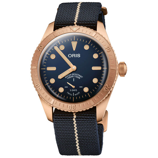 Oris Carl Brashear Calibre 401 Blue Textile Bronze Watch, 40mm
