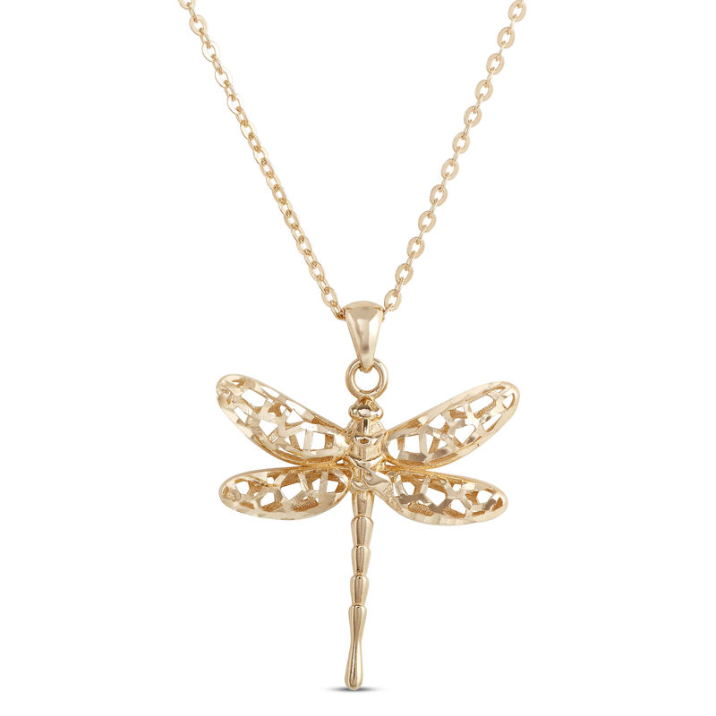 Dragonfly Pendant Necklace, 14K Yellow Gold image number 1