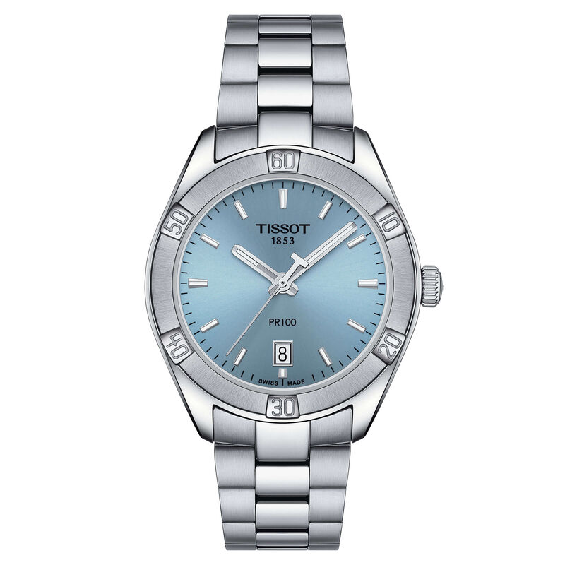 Tissot PR 100 Lady Sport Chic Light Blue Steel Quartz Watch, 36mm image number 1