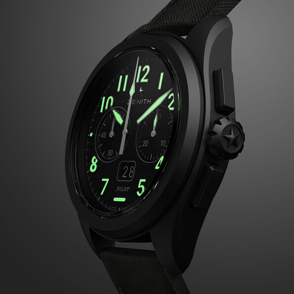 Zenith Pilot Big Date Flyback Black Dial Watch, 42.5mm