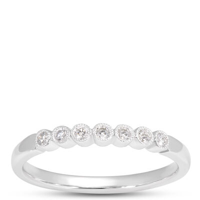 Classic Round Diamond Band with Milgrain Bezels, 1/10 Total Carat Weight, 14K White Gold