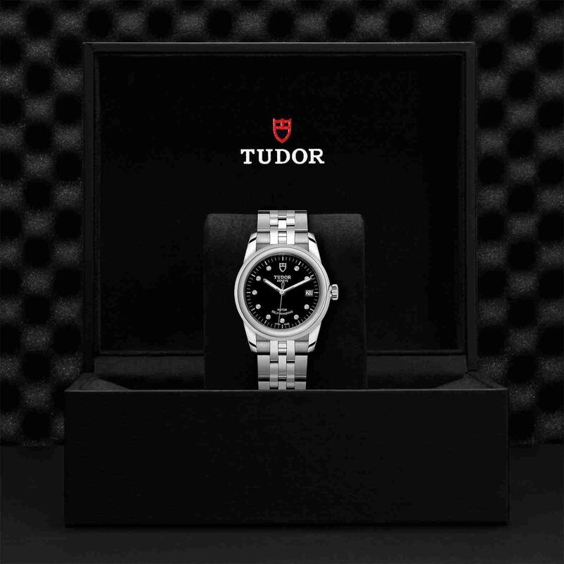 TUDOR Glamour Date Watch Steel Case Black Dial Steel Bracelet, 36mm image number 1