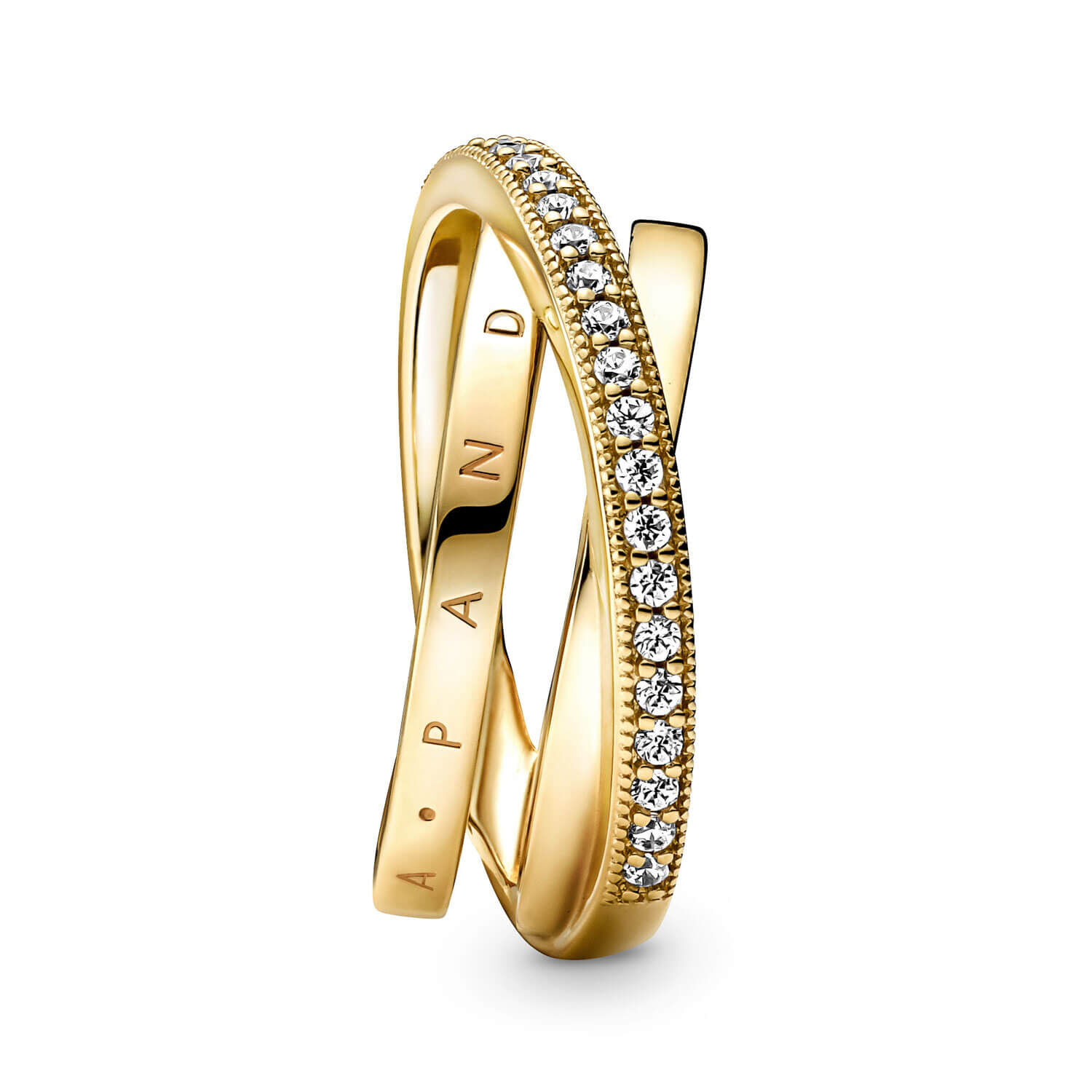 Pandora Crossover Pavé CZ Triple Band Ring 18KT Plated Silver