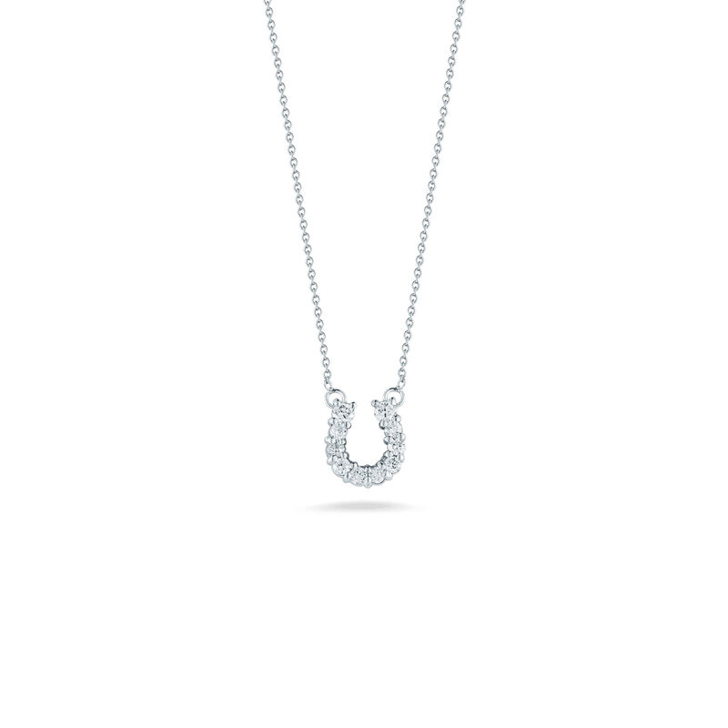 Roberto Coin Tiny Treasures Diamond Horseshoe Necklace 18K White Gold, 18 Inches image number 1