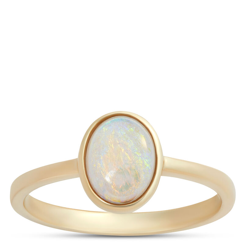 Oval Bezel Set Opal Ring, 14K Yellow Gold image number 0