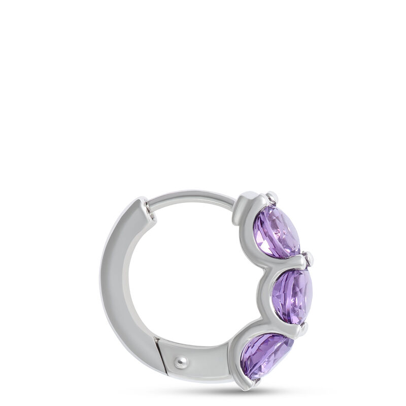 Amethyst Hoops, 14K White Gold image number 1