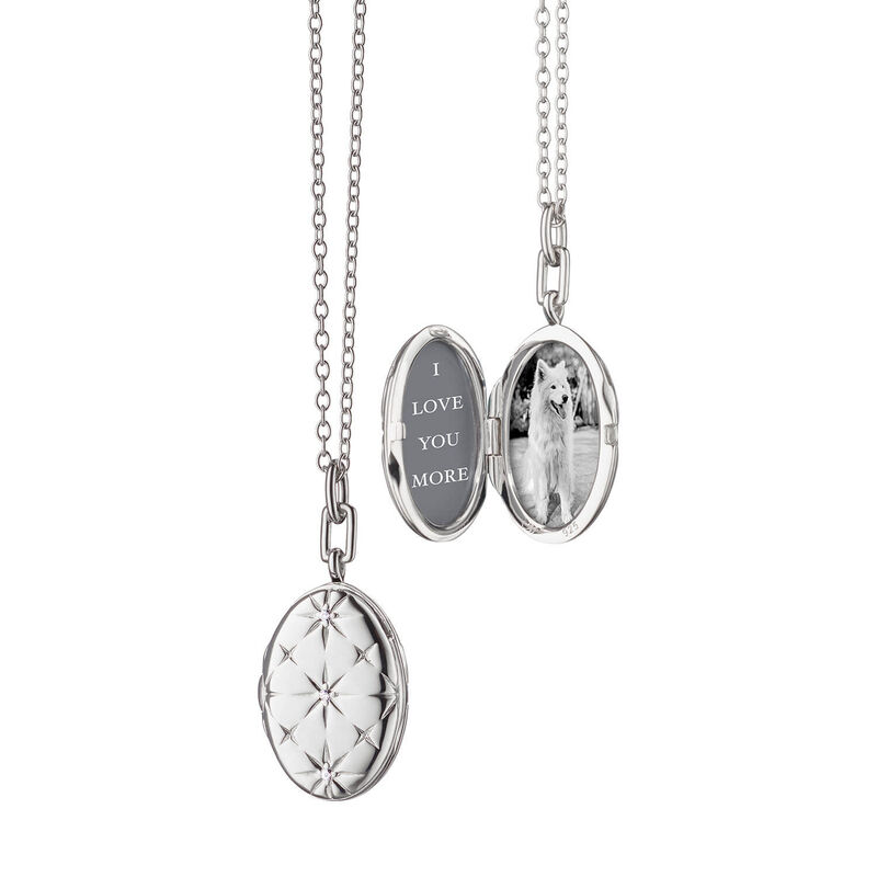 Oval Mosaic Locket, Sterling Silver image number 1