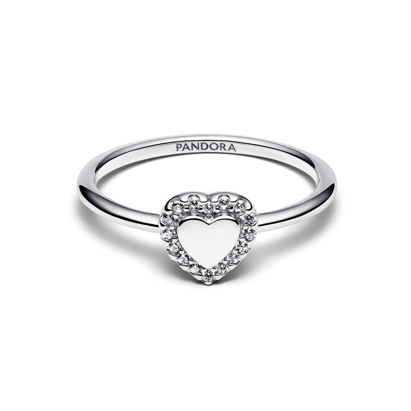 Pandora Engravable Heart Halo Ring image number 1